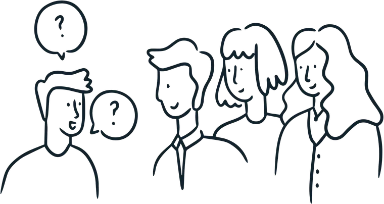 Illustration of people with questions